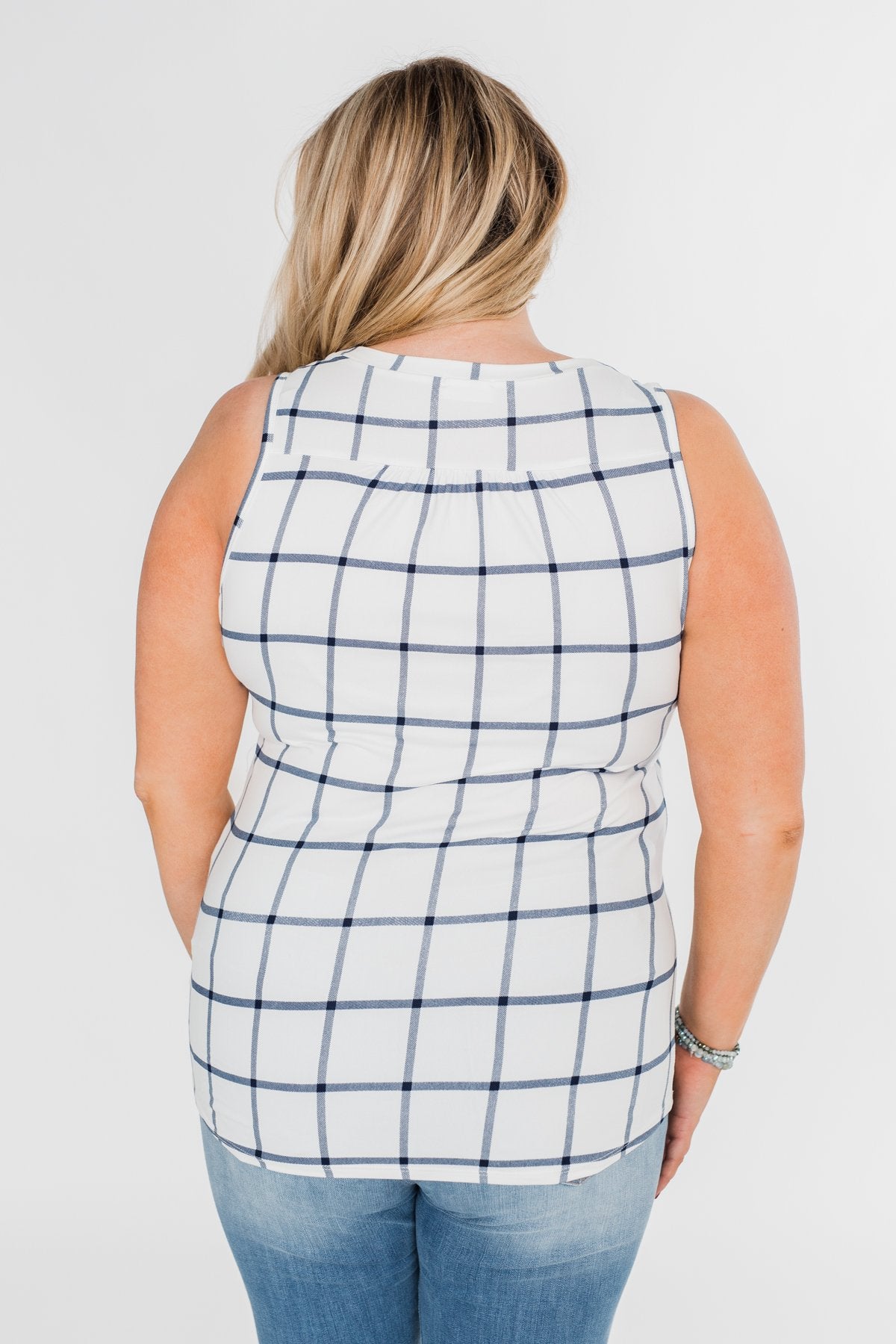 Step to the Beat Graph Striped Tank Top- White