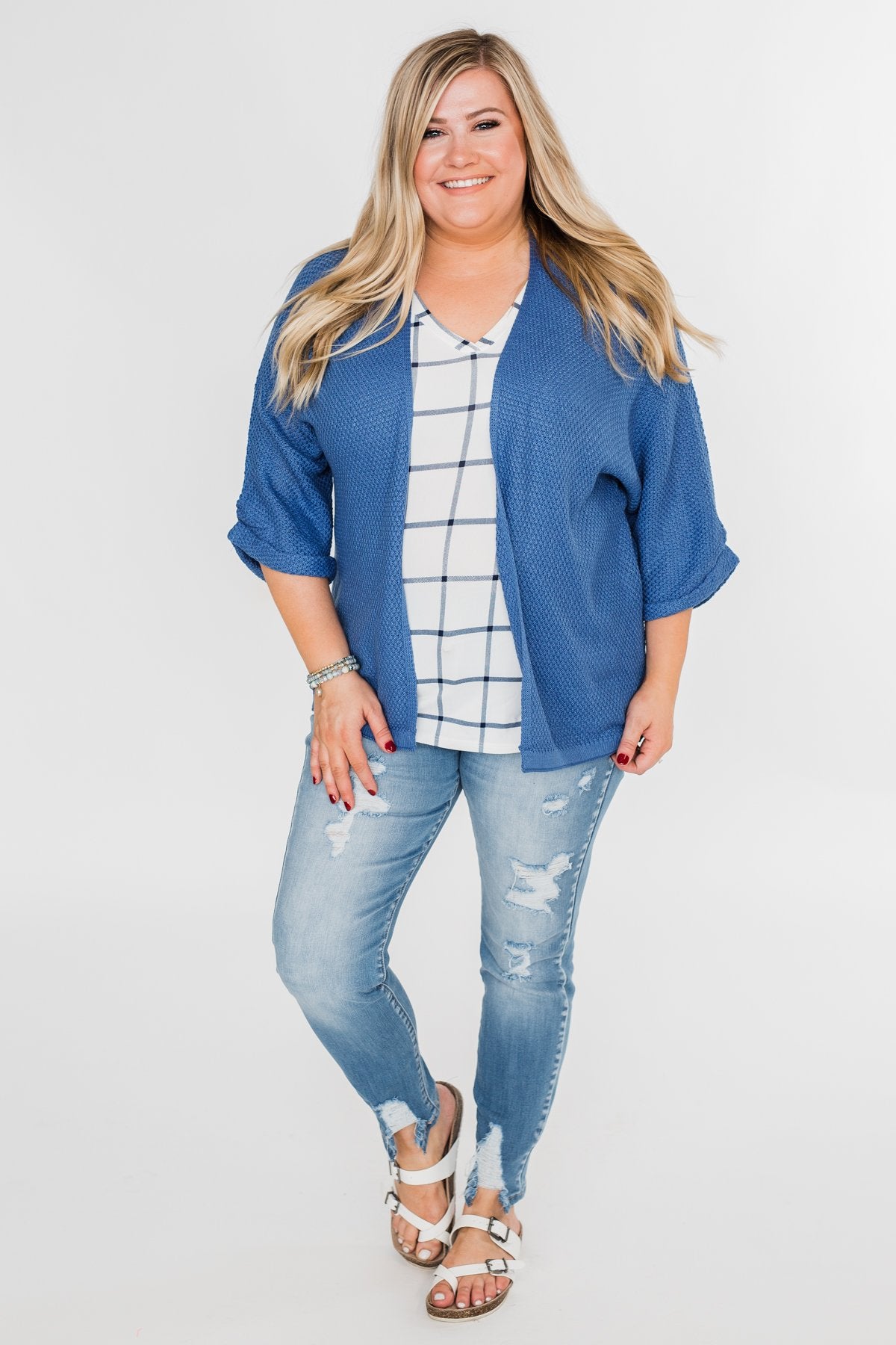 The Perfect Knit Cardigan- Cobalt Blue