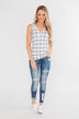 Step to the Beat Graph Striped Tank Top- White