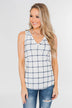 Step to the Beat Graph Striped Tank Top- White