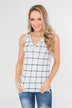 Step to the Beat Graph Striped Tank Top- White