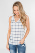 Step to the Beat Graph Striped Tank Top- White