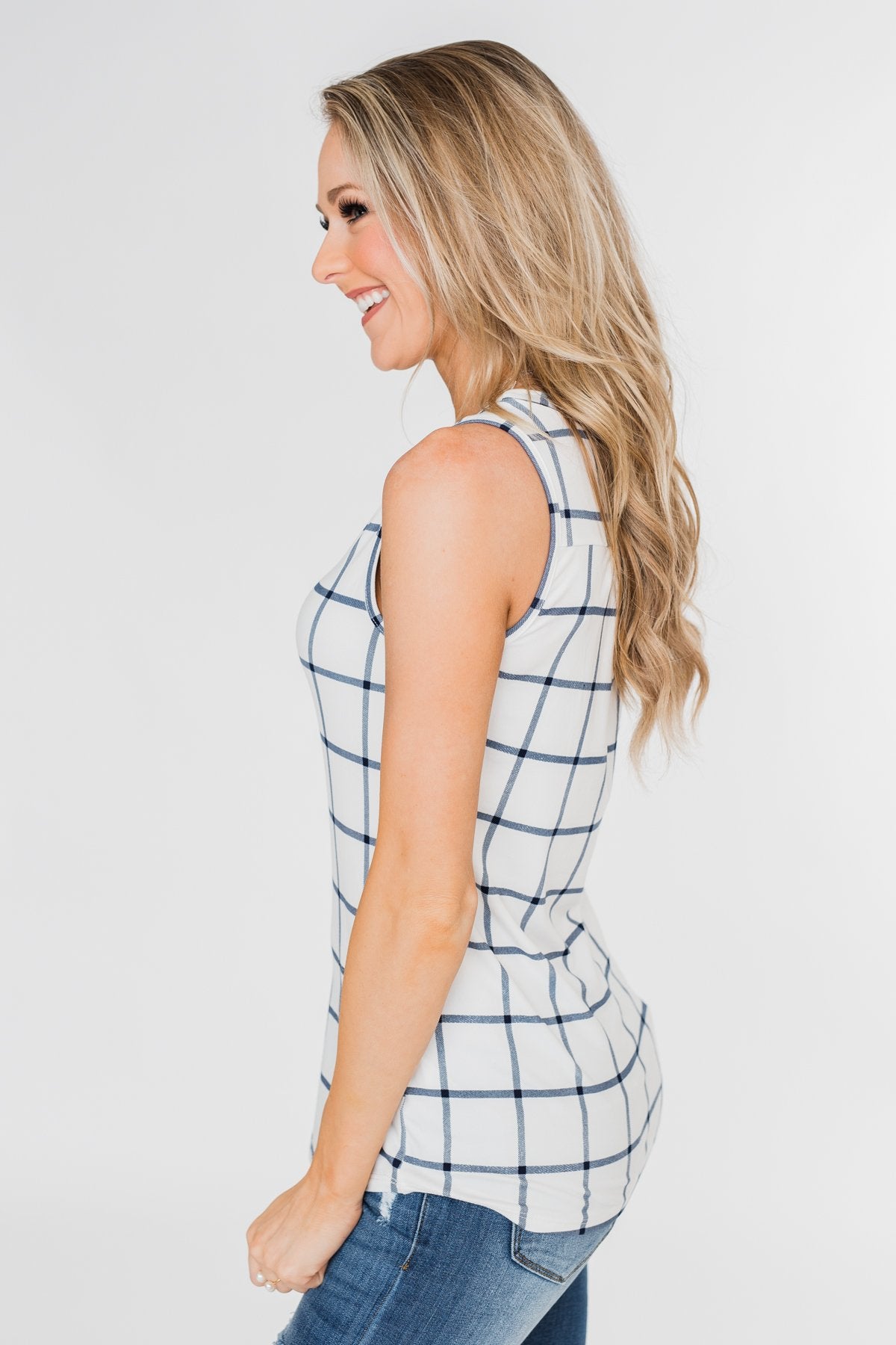 Step to the Beat Graph Striped Tank Top- White