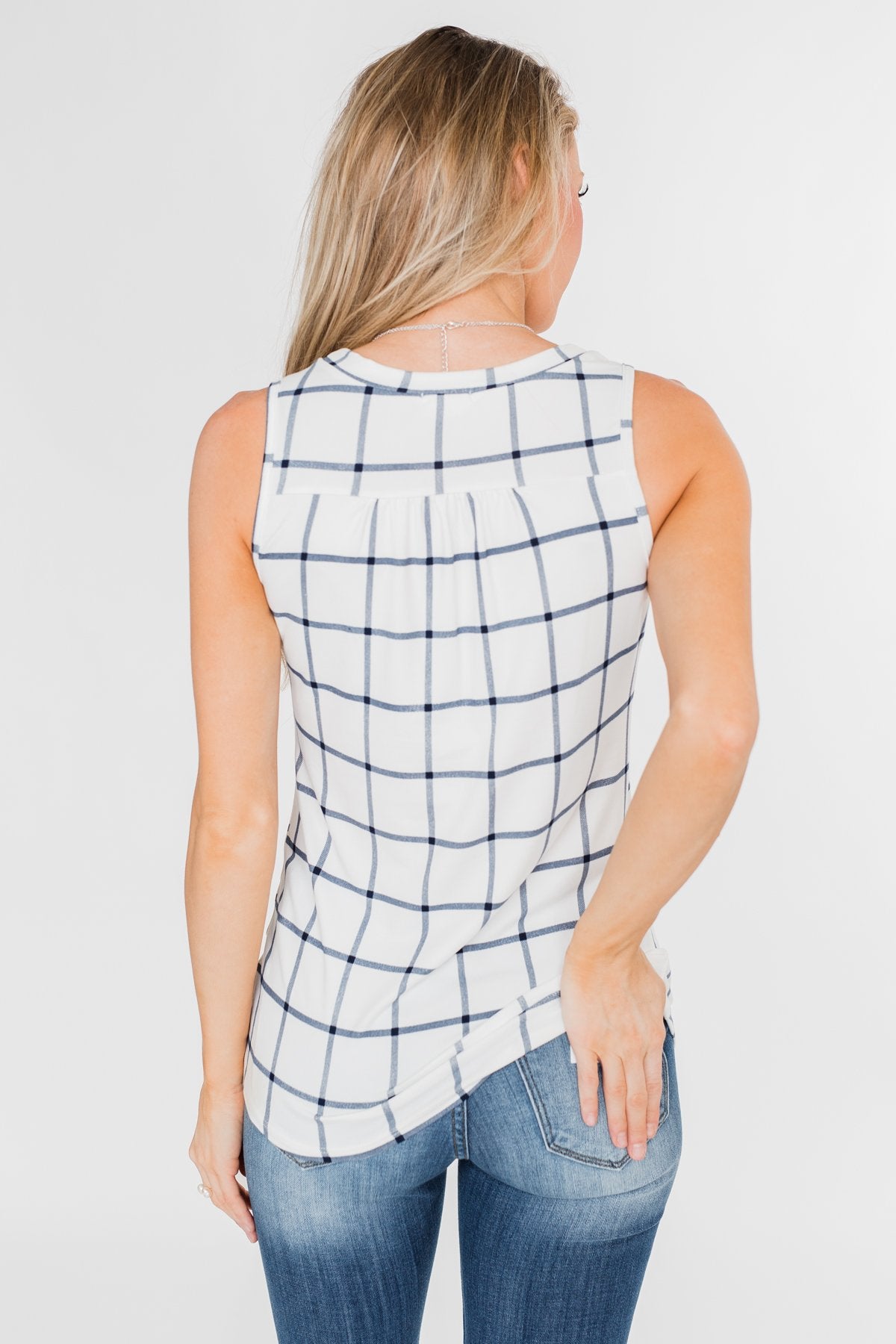 Step to the Beat Graph Striped Tank Top- White