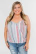 Colorful Stripe and Crochet Halter Tank Top- Lavender & Mint