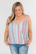 Colorful Stripe and Crochet Halter Tank Top- Lavender & Mint