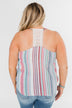 Colorful Stripe and Crochet Halter Tank Top- Lavender & Mint