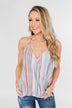 Colorful Stripe and Crochet Halter Tank Top- Lavender & Mint