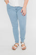 Celebrity Pink Striped Skinny Jeans- Medium Blue Wash
