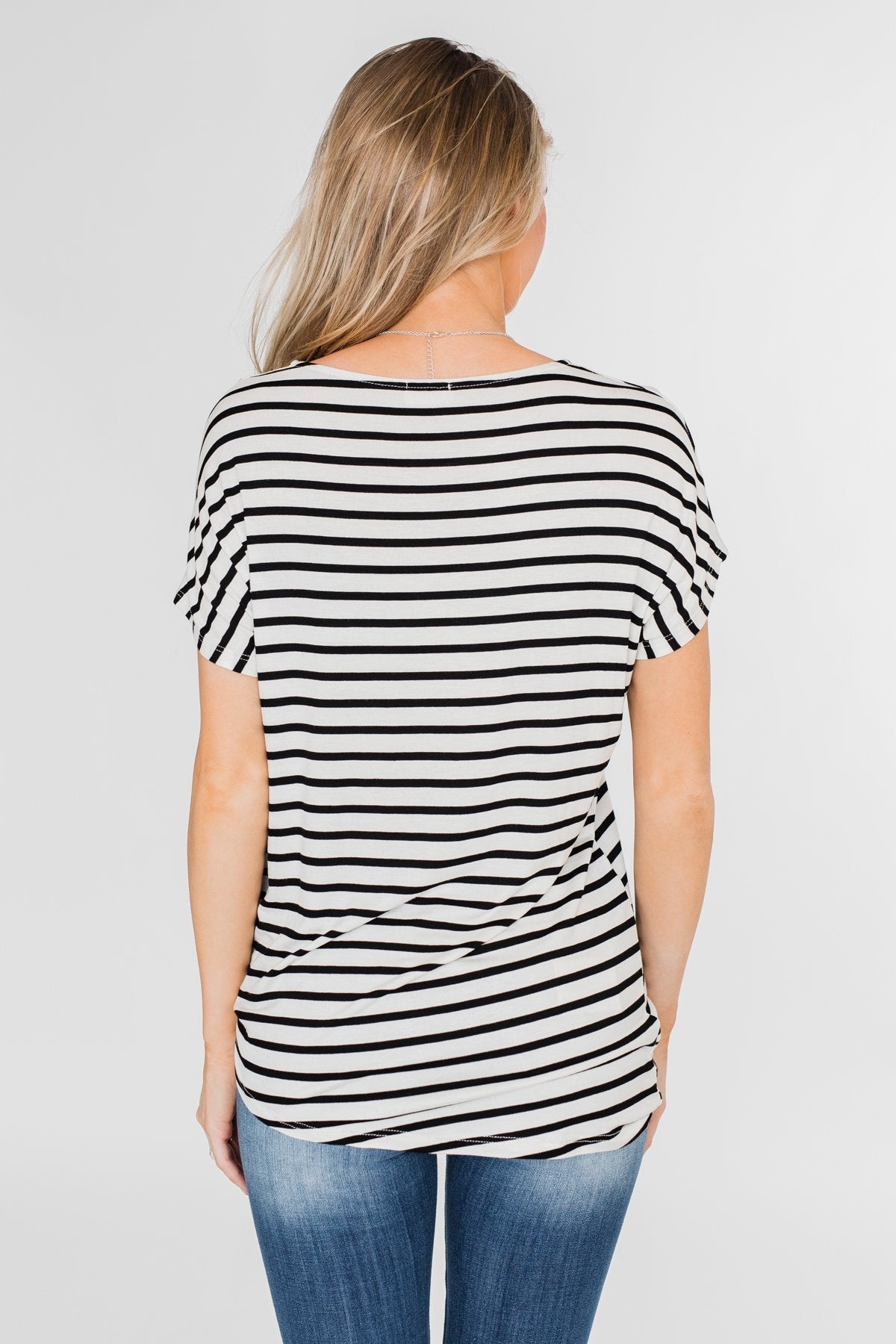 Hold That Thought Striped Top - Black & Ivory