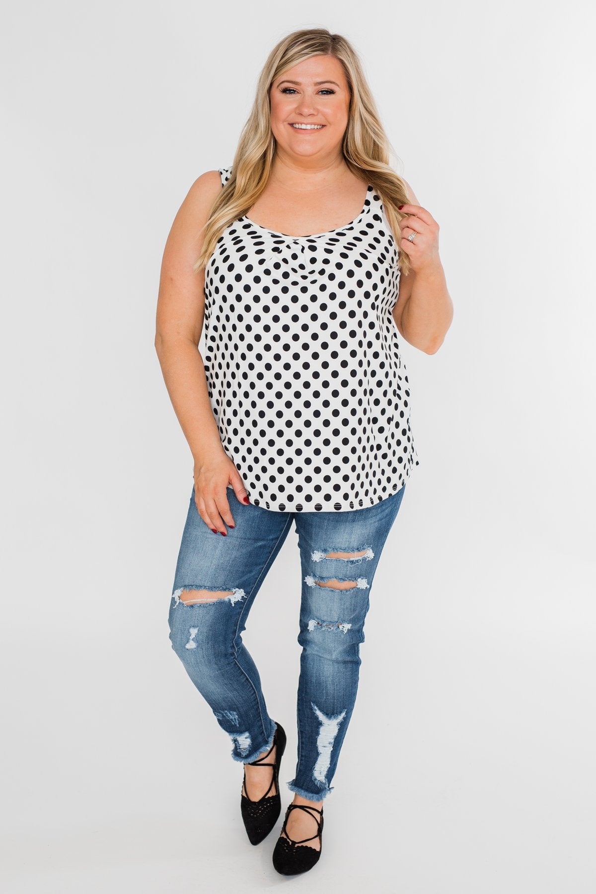 Black & White Polka Dot Tank Top