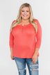 Everyday 3/4 Sleeve Henley - Coral