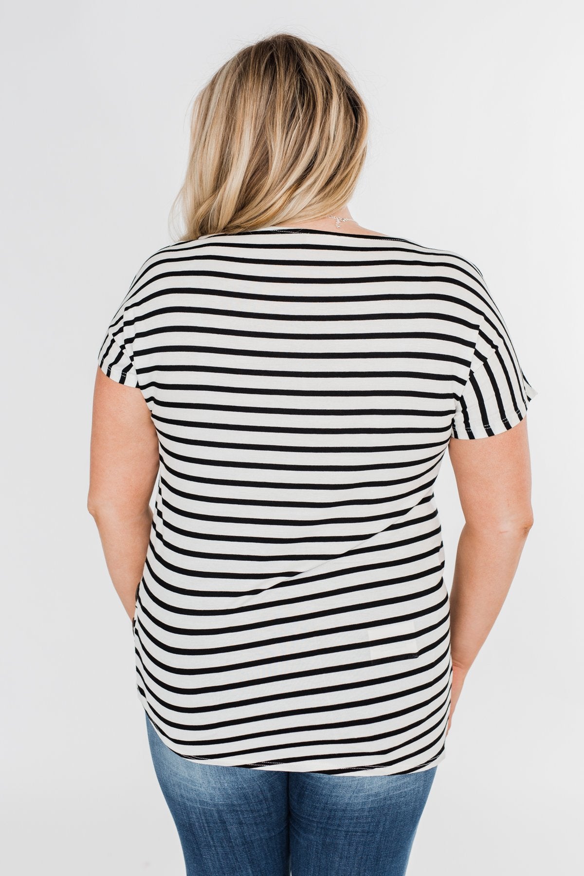 Hold That Thought Striped Top - Black & Ivory
