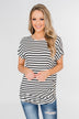 Hold That Thought Striped Top - Black & Ivory