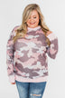 Camo Print Long Sleeve Top- Pink