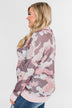 Camo Print Long Sleeve Top- Pink
