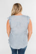 Ruffled Over You Striped Tank Top- Light Blue & Ivory