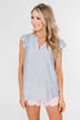 Ruffled Over You Striped Tank Top- Light Blue & Ivory