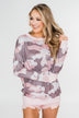 Camo Print Long Sleeve Top- Pink