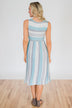 Sweet Life Striped Dress- Light Blue