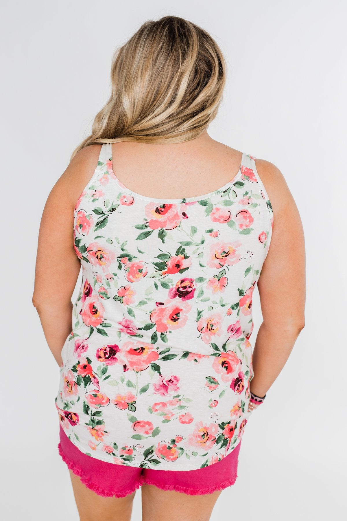 Flirty & Thriving Floral Tank Top- Ivory