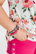Geo Stone & Leopard Beaded Bracelet Set- Bright Pink