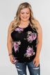 Night Blooms Floral Racerback Tank Top- Black