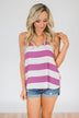 Out & About Striped Tank Top- Orchid