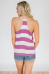 Out & About Striped Tank Top- Orchid