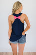 Stand By Your Flock Flamingo Top- Navy