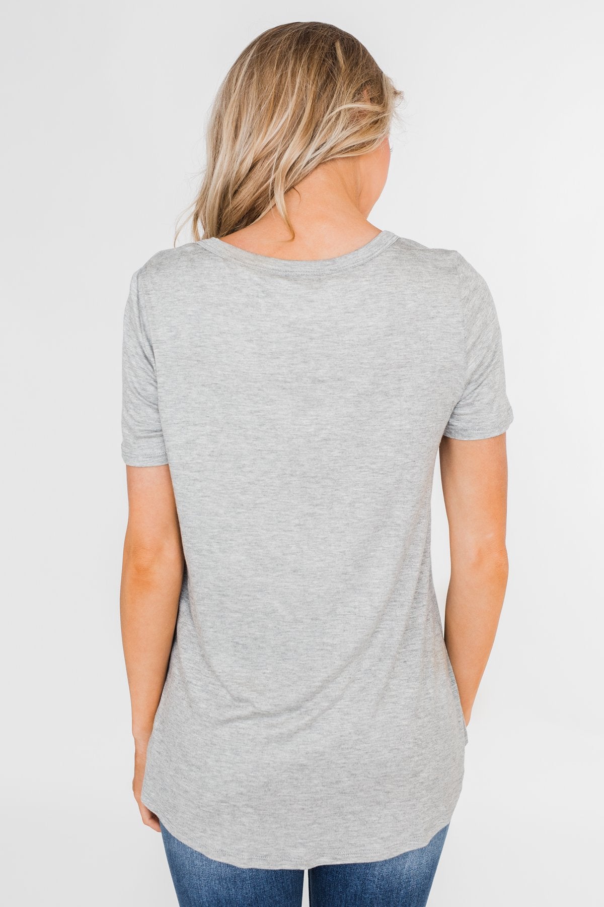Rock & Roll Lace Up Short Sleeve Top- Grey