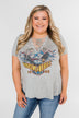 Rock & Roll Lace Up Short Sleeve Top- Grey