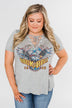 Rock & Roll Lace Up Short Sleeve Top- Grey