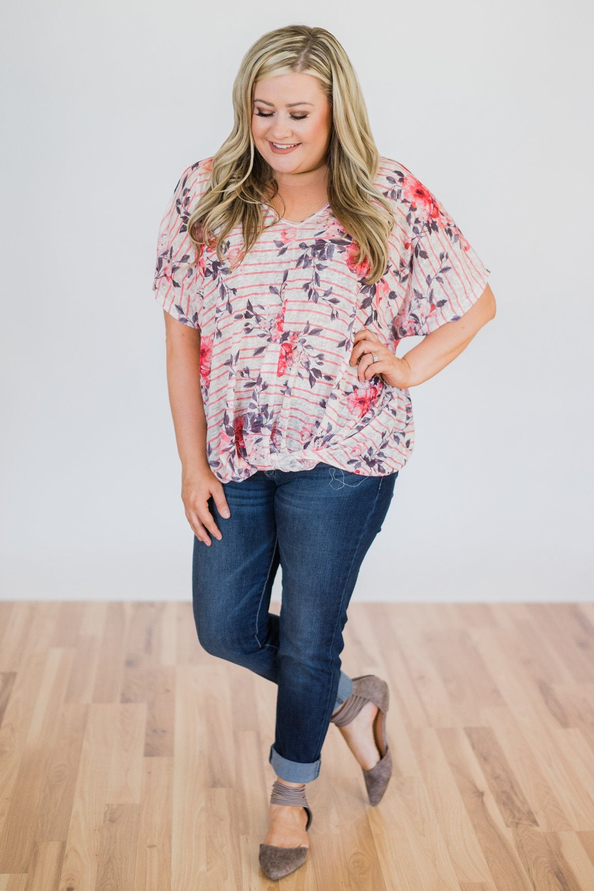 Where You Are Floral Knot Top- Pink