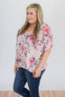 Where You Are Floral Knot Top- Pink