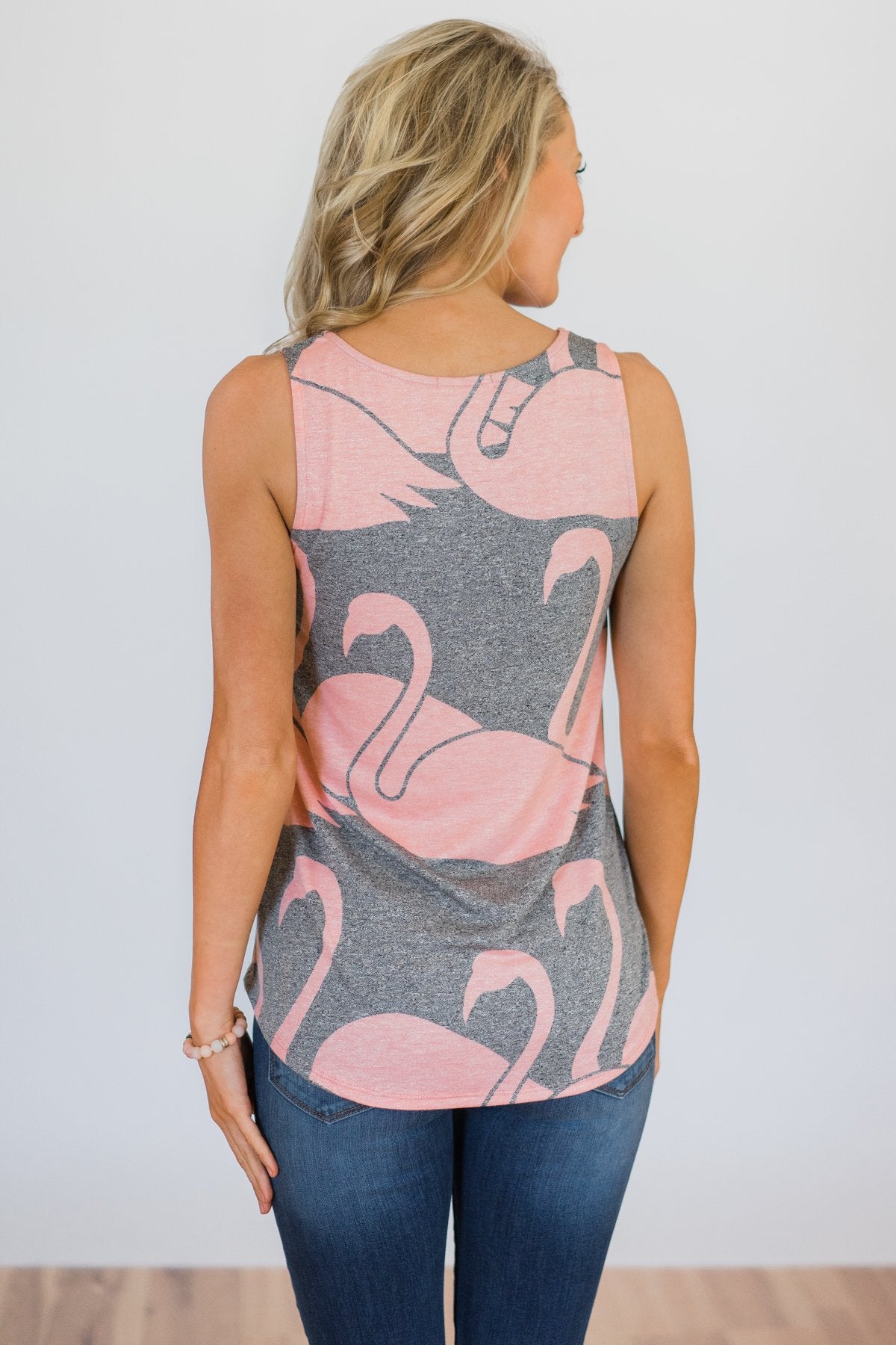 Let's Flamingle Top- Charcoal