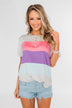 One Day At A Time Striped Color Block Top- Pink, Purple, Blue
