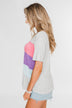 One Day At A Time Striped Color Block Top- Pink, Purple, Blue