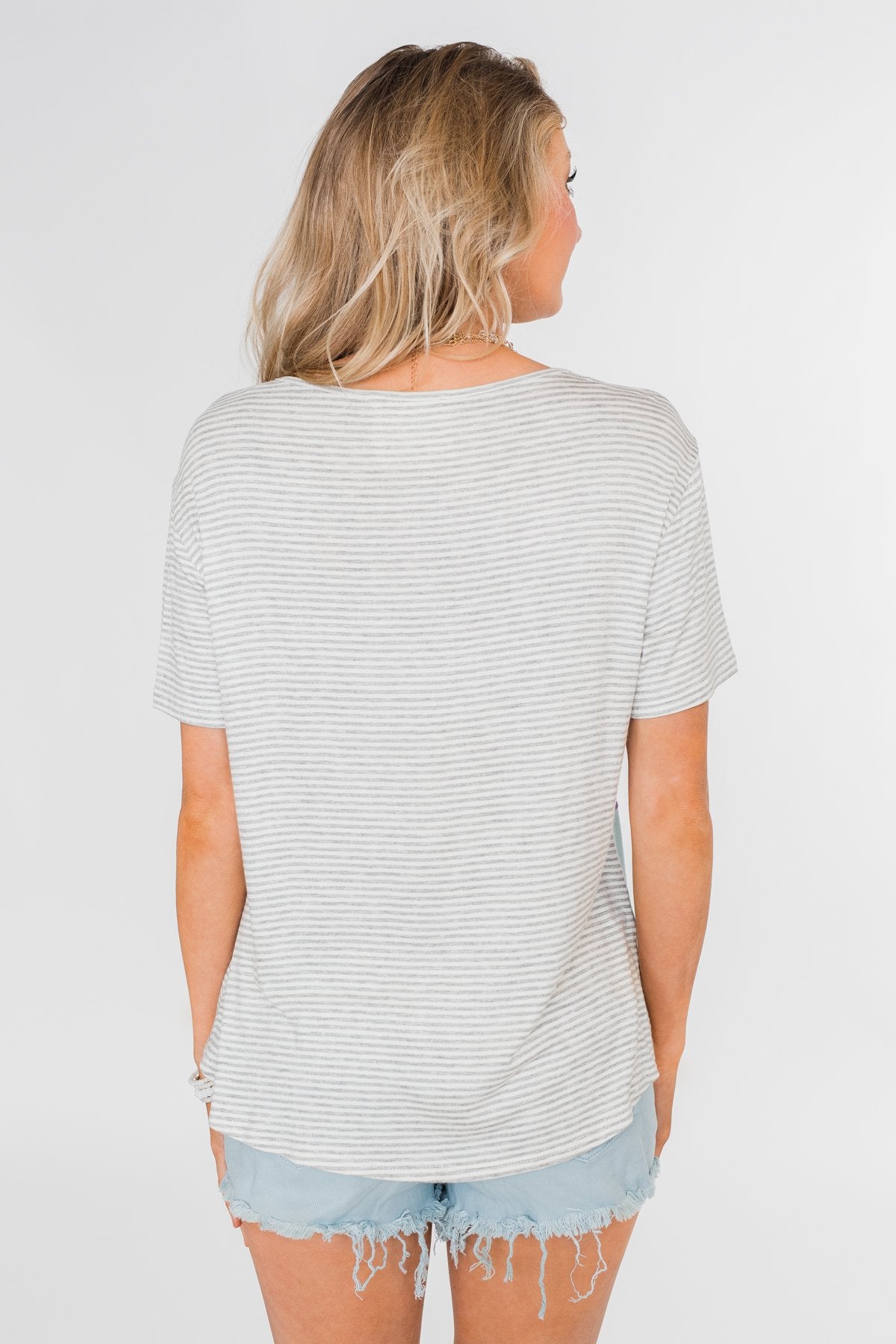 One Day At A Time Striped Color Block Top- Pink, Purple, Blue