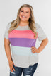 One Day At A Time Striped Color Block Top- Pink, Purple, Blue