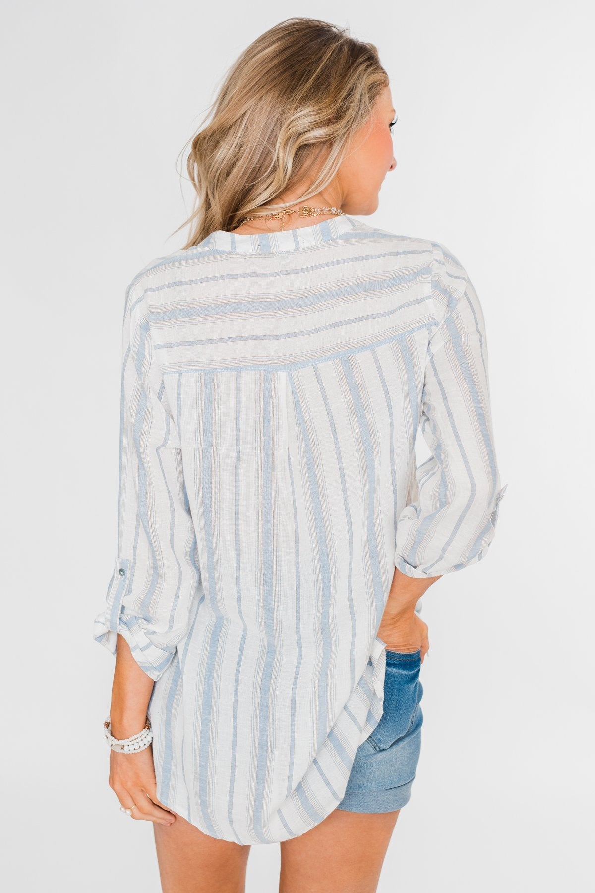 By the Beach Blouse- Blue and Yellow