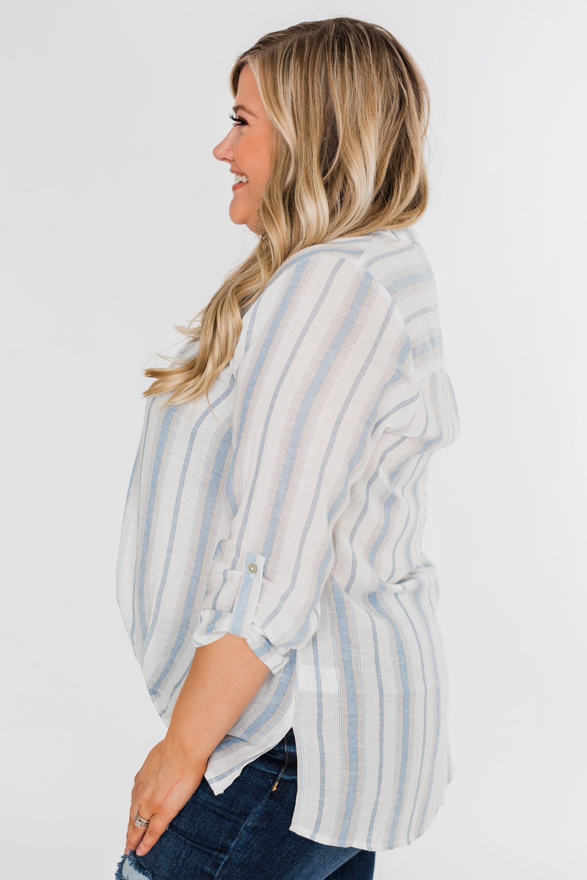 By the Beach Blouse- Blue and Yellow