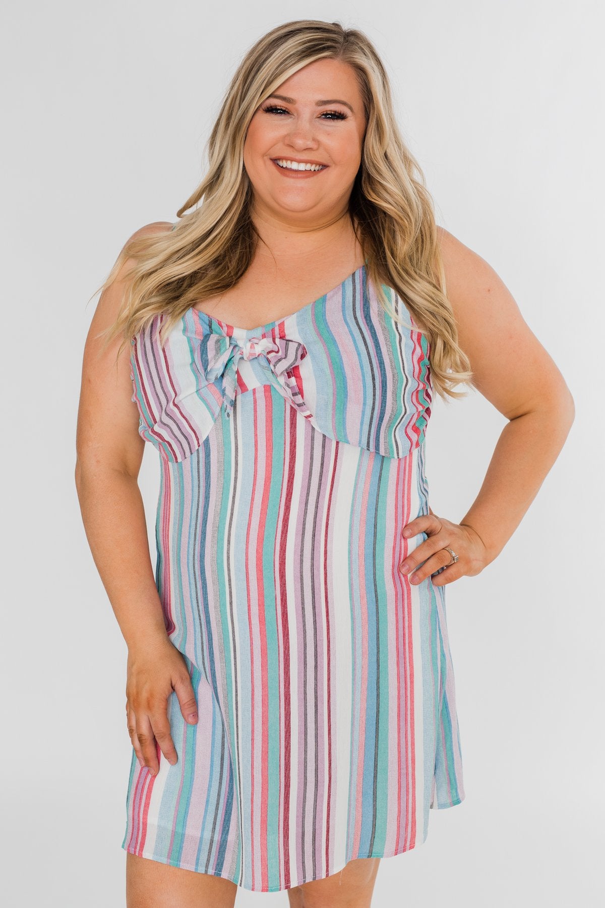 So Sweet Striped Dress- Multi Colored