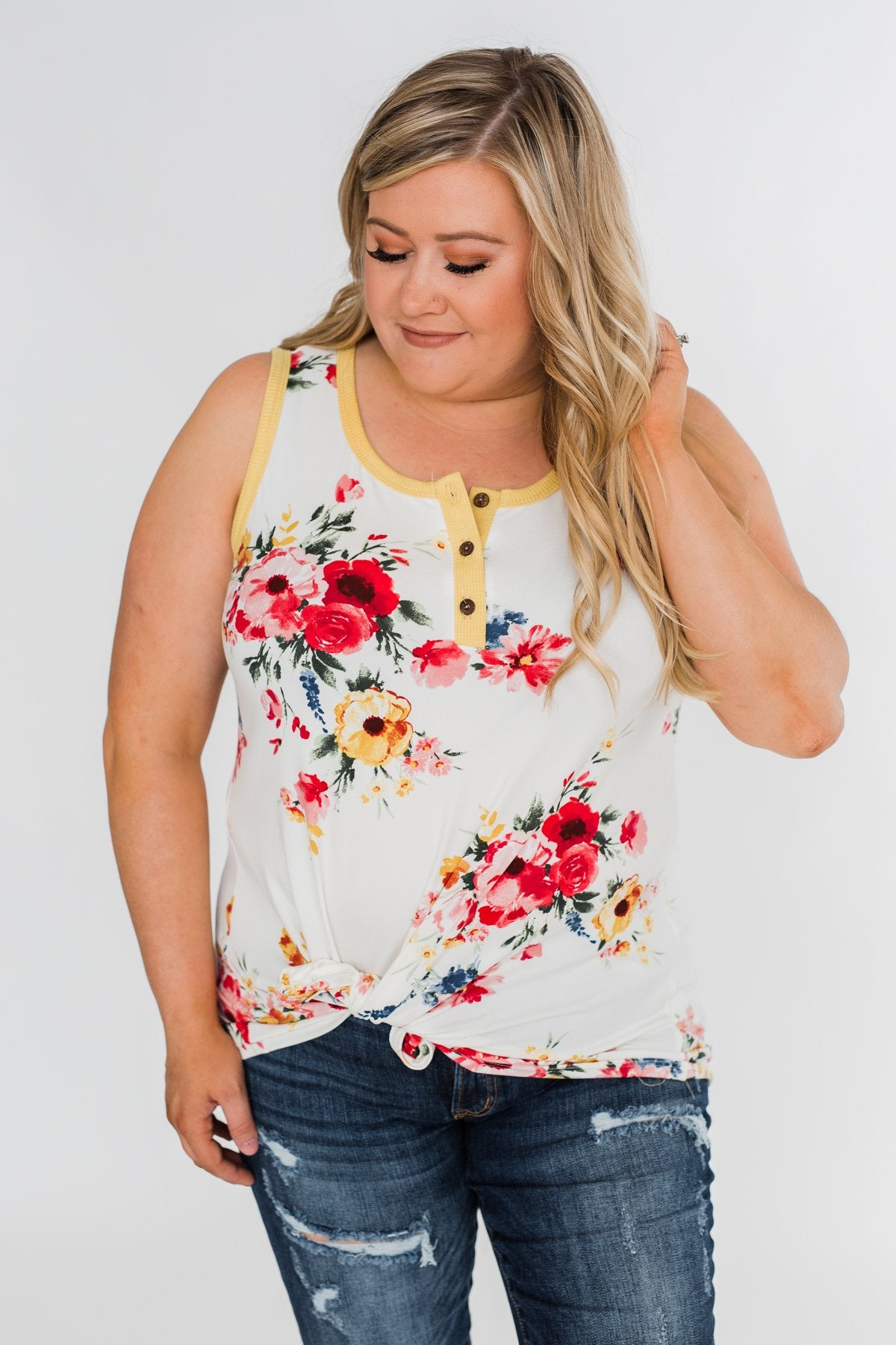 The Life I'm Living Floral Tank Top- Yellow