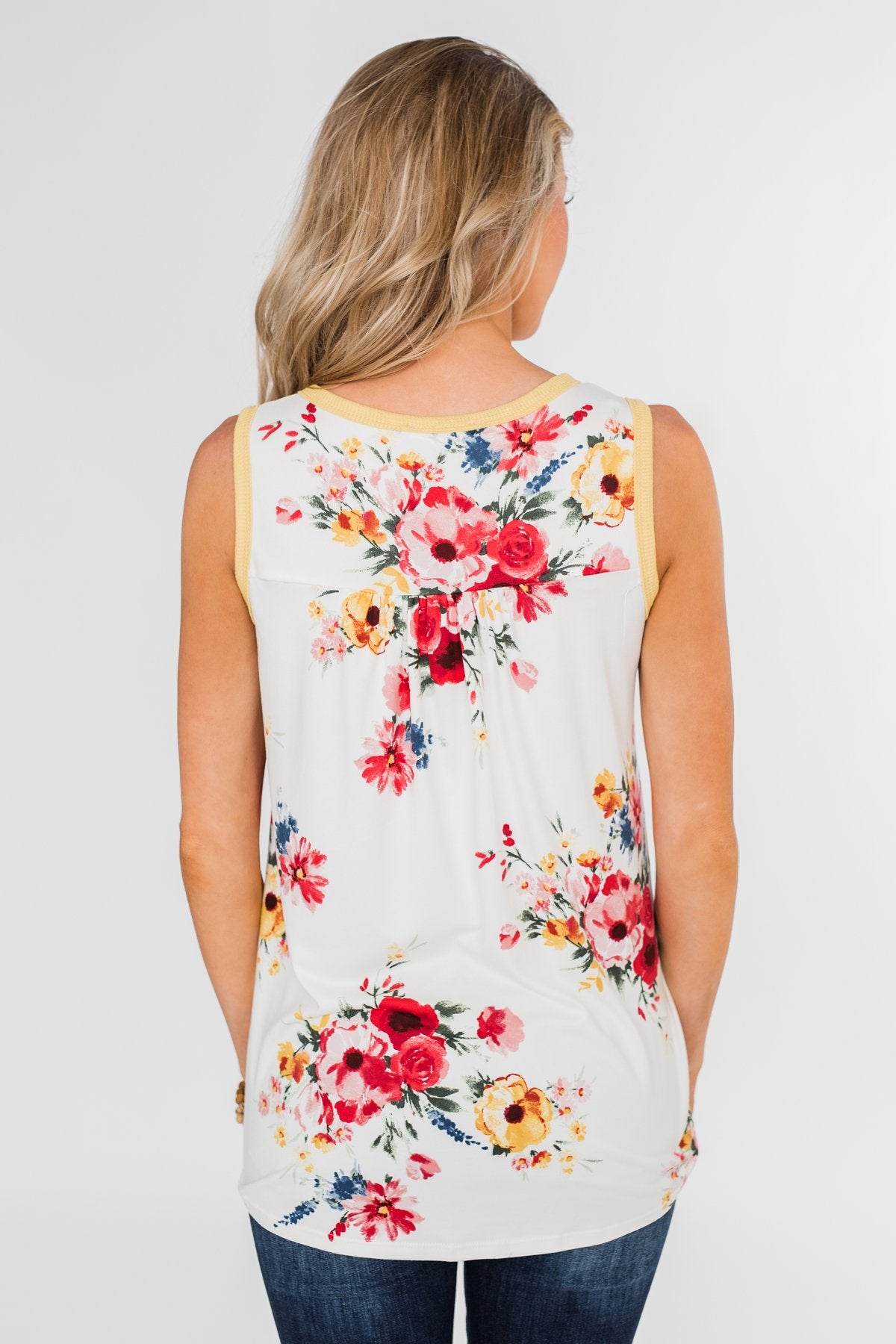 The Life I'm Living Floral Tank Top- Yellow