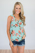 Knowing Me Floral Criss Cross Tank Top- Mint