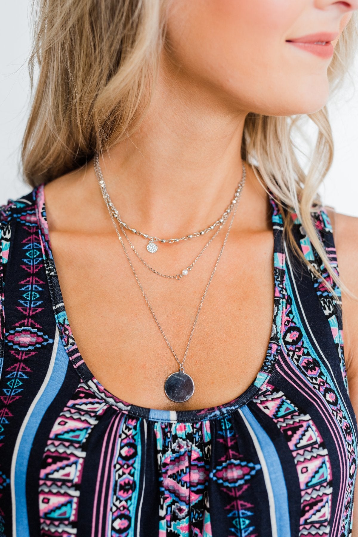 She's Got it All 3 Tier Necklace- Silver
