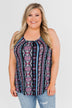 How About Now Printed Zipper Tank Top- Blue Tones