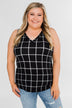 Step to the Beat Graph Striped Tank Top- Black