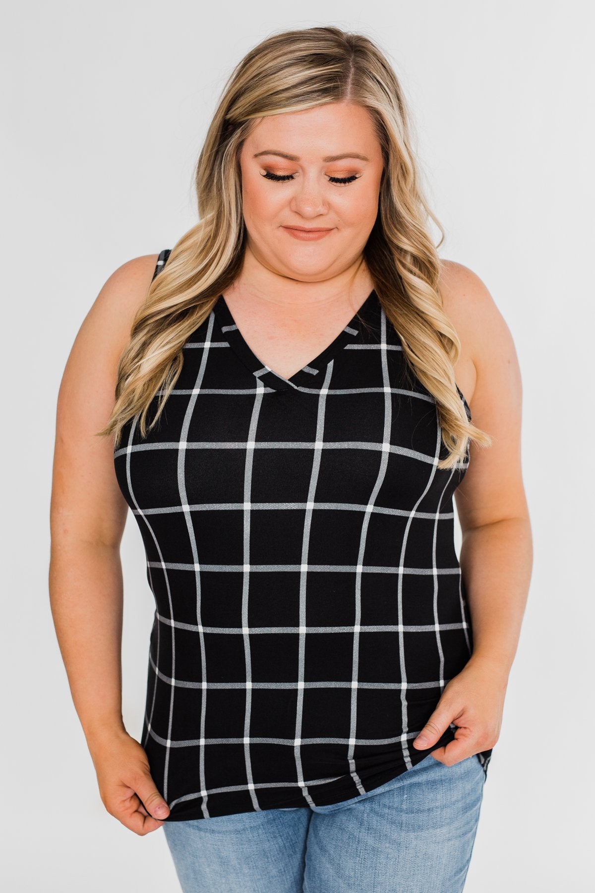 Step to the Beat Graph Striped Tank Top- Black